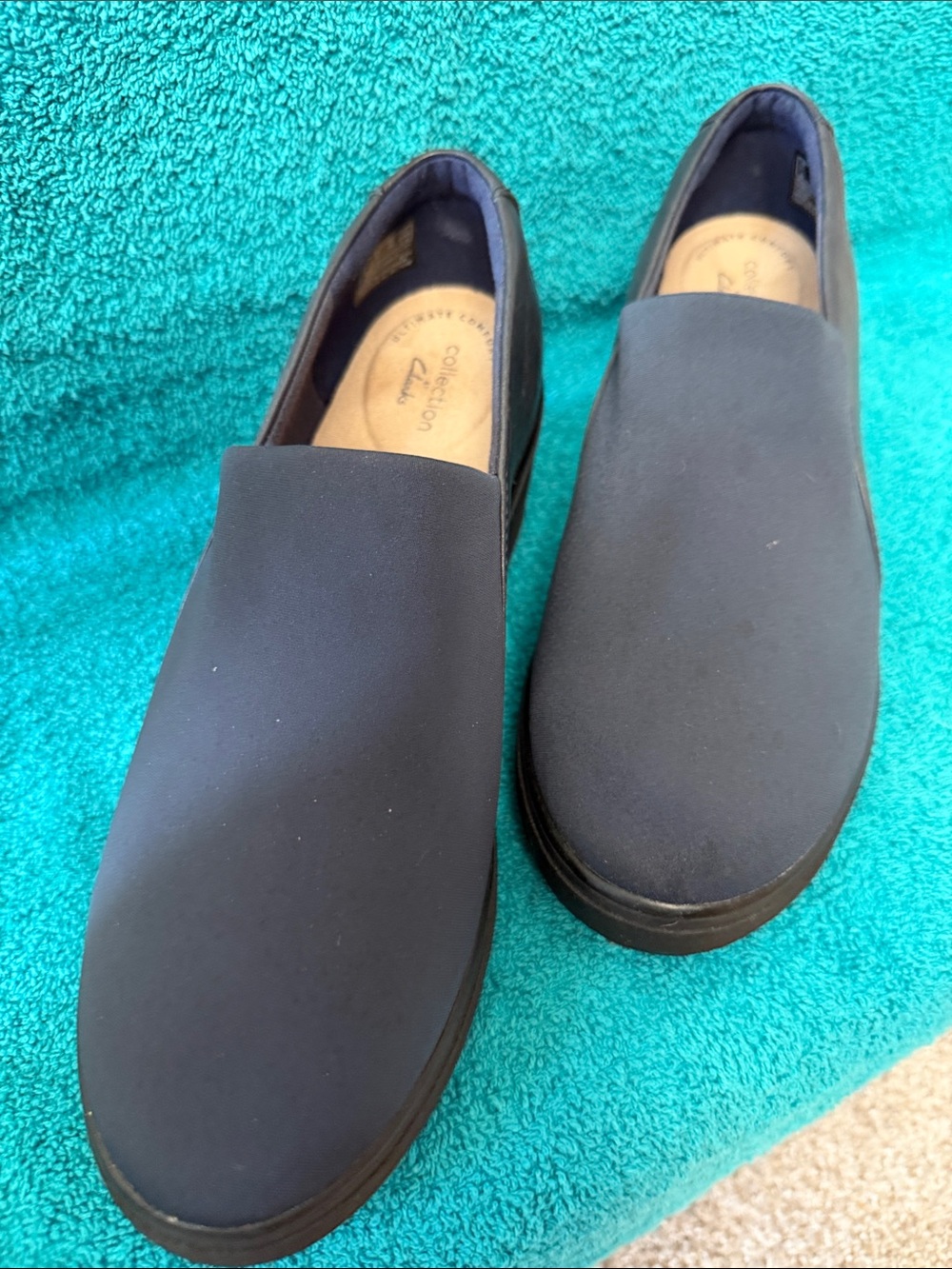 Clarks Women’s Navy Slip-On Raised Loafers